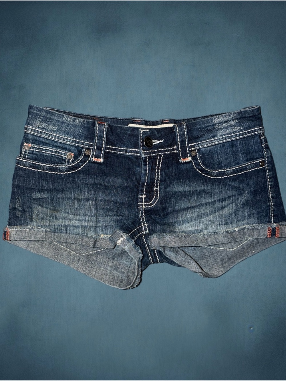 Buckle bke stella women’s low rise blue denim shorts